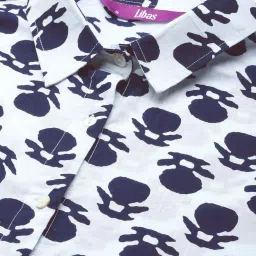 Libas White Cotton Printed Tunic Pyjamas Set image 5