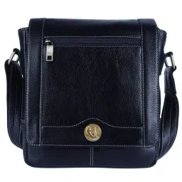 HiLEDER Blue Textured Medium Leather 9 inch Cross Body Bag-image-39
