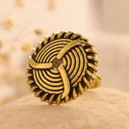 Voylla Gold Woven Wonders Swirled Casual Ring-image-53