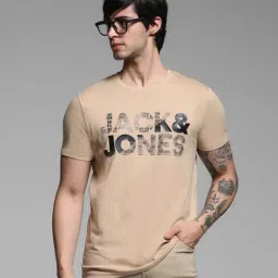 Jack & Jones Beige Cotton Slim fit Graphic T-Shirts-picture-27