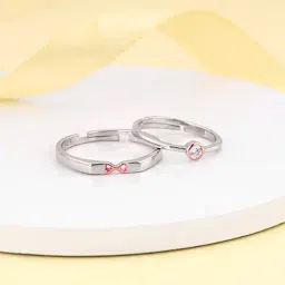 GIVA 92.5 Sterling Silver Dual Tone XO sAdjustable Ring for Couples-image-2