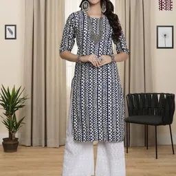 HERE&NOW Selection Of 2 Ethnic Motifs Printed Round Neck Straight Kurta-picture-16