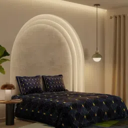 Stoa Paris Lumiere Geometric Blue 300 TC Polyester King Bed Sheet With 2 Pillow Covers-picture-19