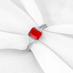 GIVA 92.5 Sterling Silver Red Baguette Adjustable Ring for Womens and Girls-image-32