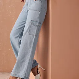 all about you Women Wide Leg High-Rise Stretchable Cargo Jeans-picture-35