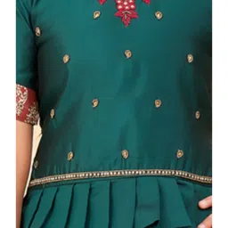 Aarika Girls Green & Red Embroidered Lehenga with Choli image 5