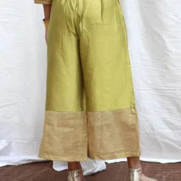 Chidiyaa Gold Swetambhara Handwoven Cotton Zari Kurta Pant Set image 5