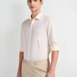 Arrow Beige Cotton Regular Fit Texture Shirt image 3