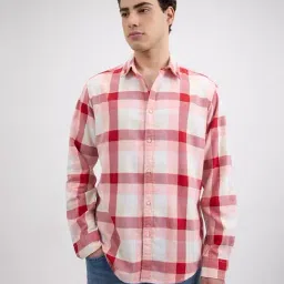 Pepe Jeans Red & White Cotton Regular Fit Checks Shirt-image-23