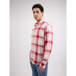 Pepe Jeans Red & White Cotton Regular Fit Checks Shirt image 3