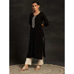Libas Black Regular Fit Embroidered Kurta image 3