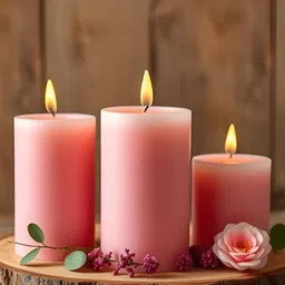 Aromatic Fables Pink 3 Pieces Scented Long-Lasting & Smokeless Pillar Candles image 2