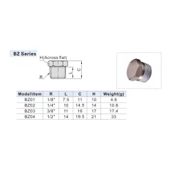 Airtac BZ Series Hexagon Head Cap Plug 1/8 inch (3.175 mm) Dia. BZ 01 image 3