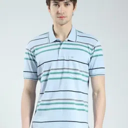 Monte Carlo Blue Regular Fit Striped T-Shirt-picture-33