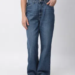 R&B Blue Cotton Relaxed Fit High Rise Jeans-picture-25