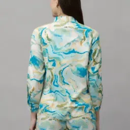 PURYS White & Blue Printed Shirt image 2