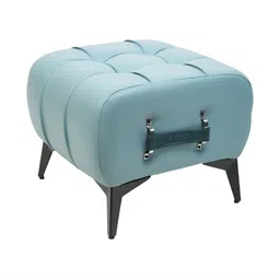 THREADVIBE LIVING Sky-Blue Self-Designed Tufted Ottoman With Handle image 2