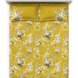 Ddecor Live Beautiful Primary Collection Floral King Fitted Bedsheet with 2 Pillow Cover Yellow image 3