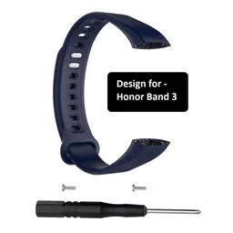 Iloft Replacement Silicone Sports Waterproof Band Wrist Strap for Huawei Honor Band 3 Smart Activity Tracker(Classic Navy Blue)(Tracker not Included)(Strap Only)(Installation kit Included) image 2