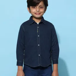 Tales & Stories 100% Cotton Full Sleeves Solid Shirt - Dark Blue-picture-19
