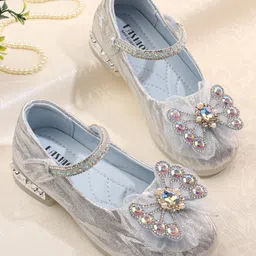 Oh! Pair Slip On Ballerina with Butterfly Applique & Velcro Closure - Blue-picture-13