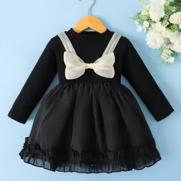 Mark & Mia Full Sleeves Party Dress With Bow Applique - Black-picture-27