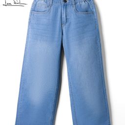 arias by lara dutta Arias Cotton Elastane Woven Full Length Straight Fit Solid Color Jeans - Blue-picture-23