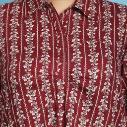 theRebelinme Floral Print Shirt Style Longline Top image 4