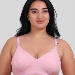 Fabme Pack Of 2 Cotton Sleeveless Solid Nursing Bras - Skin & Pink image 3