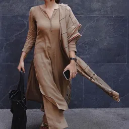 SUPPAR SLEAVE Brown Viscose Rayon Kurta Sets image 4