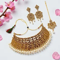 ANIKAS CREATION Gold-Plated Cubic Zirconia Studded Jewellery Set-picture-10