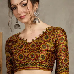 all about you Floral Pure Crepe Block Print Saree image 4