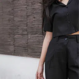 JAVINISHKA Women Relaxed Straight Leg High-Rise Pleated Trousers image 5