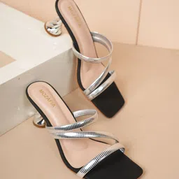 MOZAFIA Women Textured Rubber Stiletto Sandals with Laser Cuts-picture-29