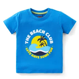 Babyhug Cotton Woven Half Sleeves Shirt with T-Shirt Beach Theme Print - Yellow & Blue image 4