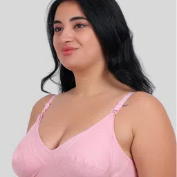 Fabme Pack Of 2 Cotton Sleeveless Solid Nursing Bras - Skin & Pink image 5