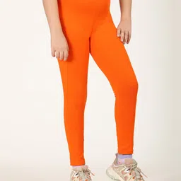 Zion Cotton Lycra Solid Leggings - Orange image 5
