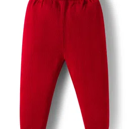 Babyhug Knitted Full Sleeves Sweater Set With Floral & Animal Design - Red image 4