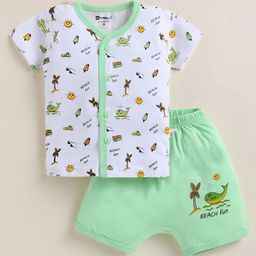 MooNKids Kids Printed Short Sleeves Pure Cotton Jhabla With Shorts-picture-34