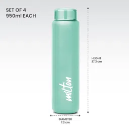 Milton Purple & Pink Brand Logo Printed Stainless Steel 4 Pieces Water Bottles-920 ml each image 2