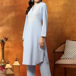 Nayam By Lakshita Women Ethnic Motifs Embroidered Regular Kurta with Trousers image 2