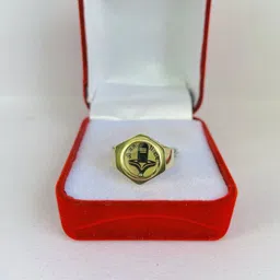 R G MART Unisex Ashtadhatu Shivling Yantra Star Circle With Para Gold Plated Brass Ring image 3