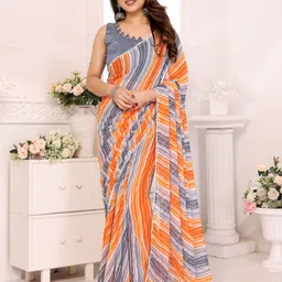 SILKWEAR Striped Pure Georgette Ready to Wear Saree-picture-35