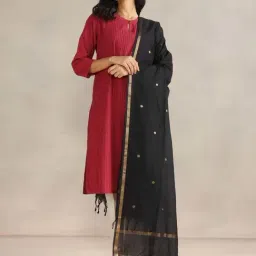 Fabindia Black Woven Dupatta-image-65