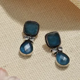 Saraf RS Jewellery Oxidised Stone Studded Statement Earring image 5