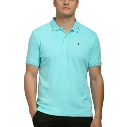 Louis Philippe Blue Cotton Regular Fit Polo T-Shirt-picture-29