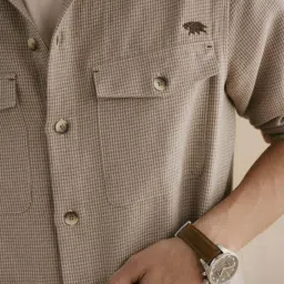 Andamen Khaki Blended Regular Fit Chevron Jacket image 5