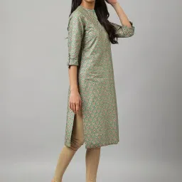 W Frost Green Printed Straight Kurta image 5