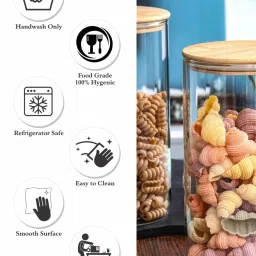 Goodhomes Transparent Glass Storage Jar with Wooden Lid - Set of 2 image 5