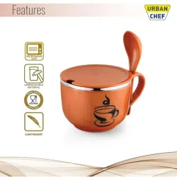 Urban Chef Multicolor Stainless Steel Soupie Noodie Breakfast Bowl With Spoon & Lid image 5